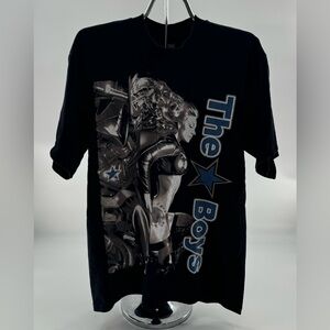 Dallas Cowboys Black T Shirt Pro Tag Size L The Star Boys Sexy Graphic Print VTG